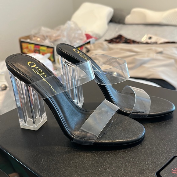 Shoes Black Clear Strap Block Heels Poshmark